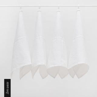 Zero Waste Optical White Linen Kitchen Towels Set of 4 - Linen Tales B2B 1