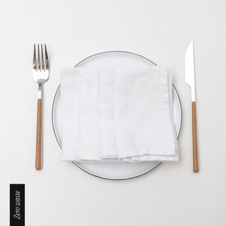 Zero Waste Optical White Linen Napkins Set of 4 - Linen Tales 3