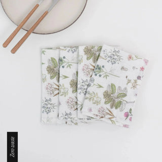 Zero Waste White Botany Linen Napkins Set of 4 - Linen Tales B2B 