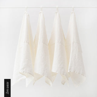 Zero Waste White Linen Kitchen Towels Set of 4 - Linen Tales 2
