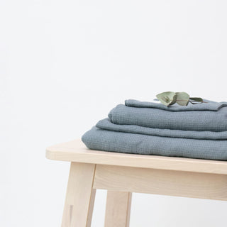 Blue Fog Linen Fine Waffle Towel - Linen Tales 