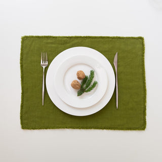 Christmas Green Linen Placemat with Fringes - Linen Tales USA 2