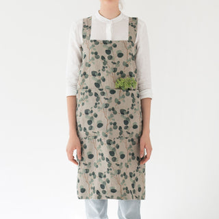 Eucalyptus on Natural Linen Pinafore Apron - Linen Tales B2B 
