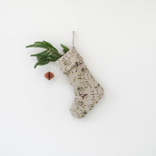 Mistletoe on Natural Linen Christmas Stocking - Linen Tales USA 2