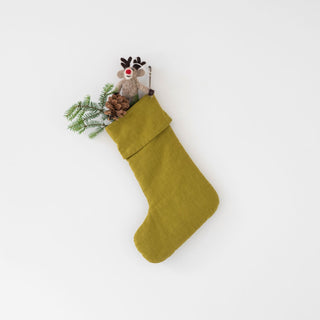 Moss Green Linen Christmas Stocking - Linen Tales B2B 3