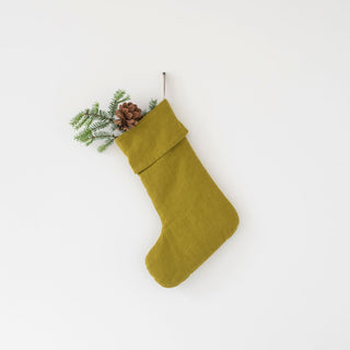 Moss Green Linen Christmas Stocking - Linen Tales B2B 